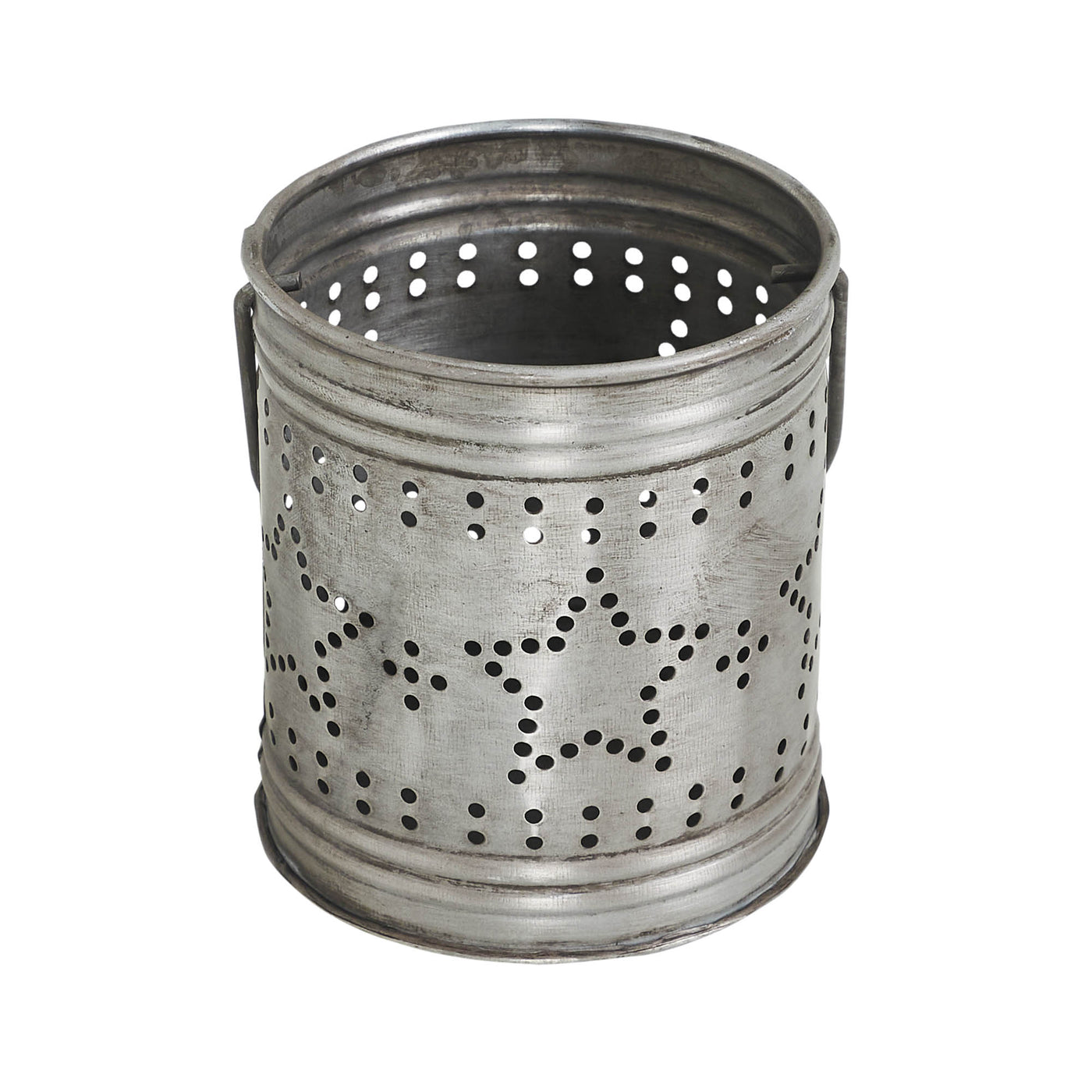 Punched Star Rustic Metal Candle Holder 3.75" H