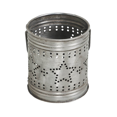 Punched Star Rustic Metal Candle Holder 3.75" H