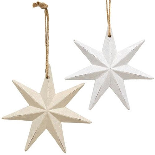 HAPPY BIRTHDAY🎂 💙 Set of 2 Distressed Wooden Moravian Star Ornaments