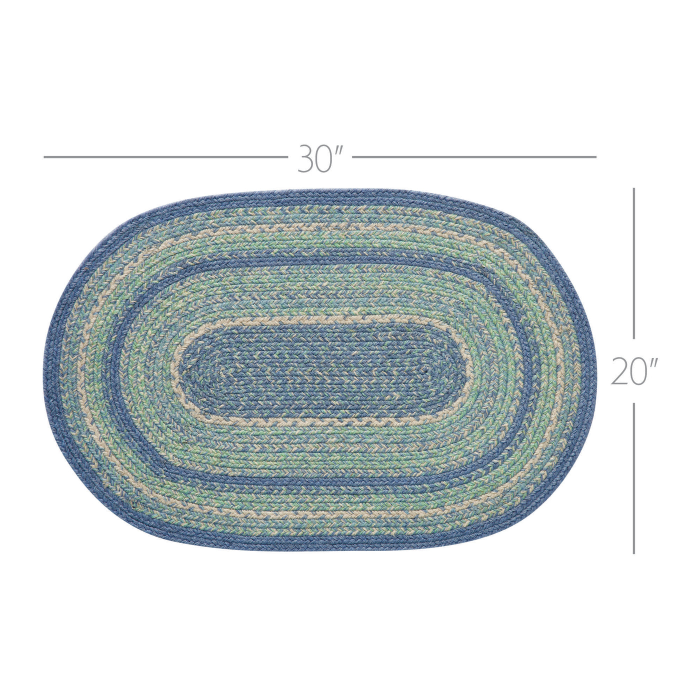 Jolie Shades of Blue Oval Jute Rug 20" x 30"