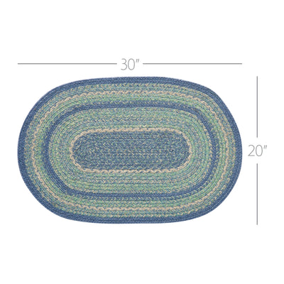 Jolie Shades of Blue Oval Jute Rug 20" x 30"