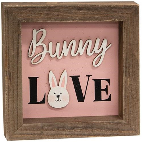 Bunny Love 6.25" Framed Raised Sign