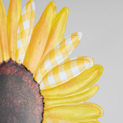 💙 Yellow Check Sunflower 12" Metal Embossed Hanger: