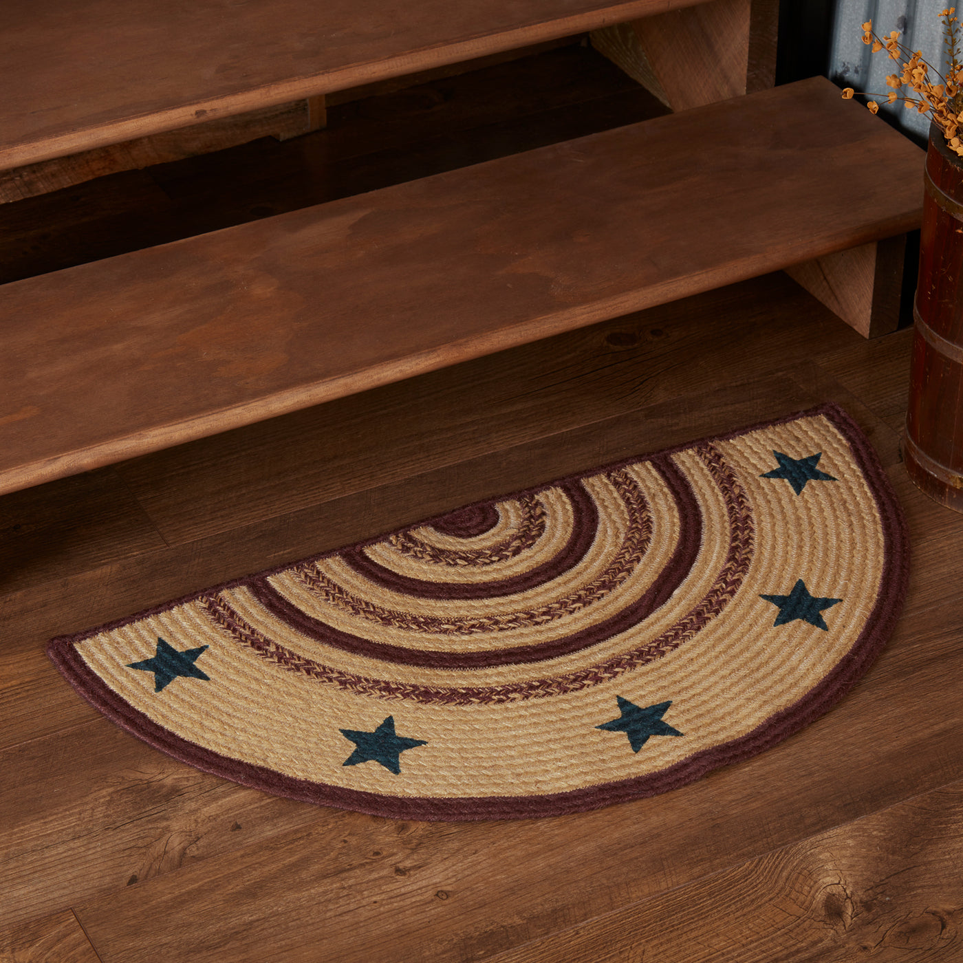 DAY 8 ❤️🫐 20 RED WHITE + BLUEBERRY DAYS Potomac Americana Stencil Stars Half Circle Jute Rug