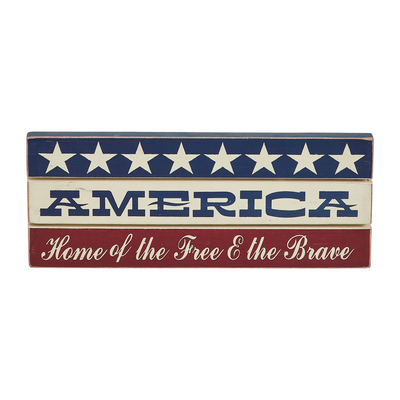 AMERICA Home Of The Free And The Brave Wooden Sign