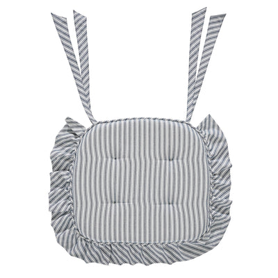 Sawyer Mill Blue Ticking Stripe Ruffled Chair Pad