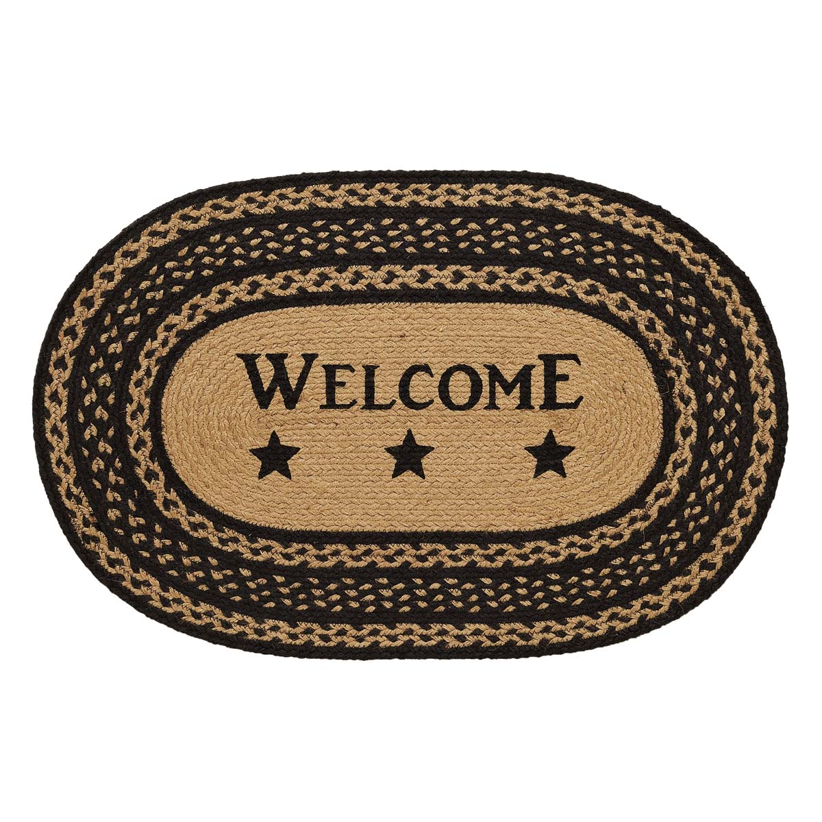 Welcome Farmhouse Stencil Stars 30" Oval Jute Rug