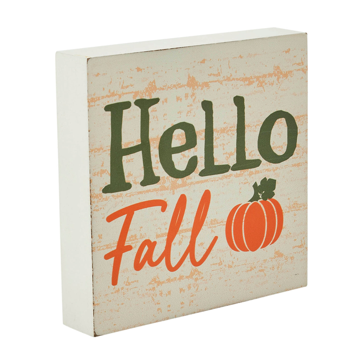 Hello Fall Pumpkin 5" Block Sign
