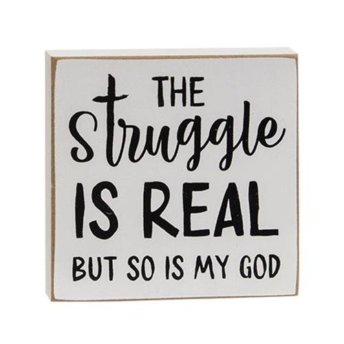 Set of 3 Religious The Struggle Is Real 4" Square Block Signs