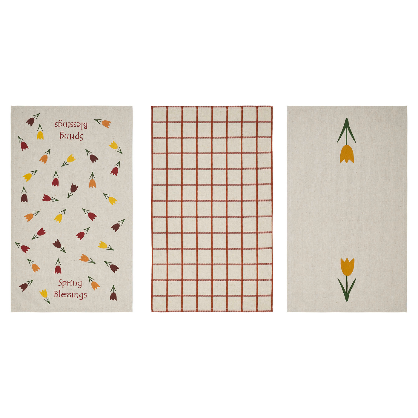 Spring In Bloom Spring Blessings & Tulips Tea Towel Set of 3