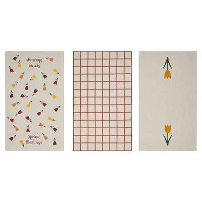 Spring In Bloom Spring Blessings & Tulips Tea Towel Set of 3
