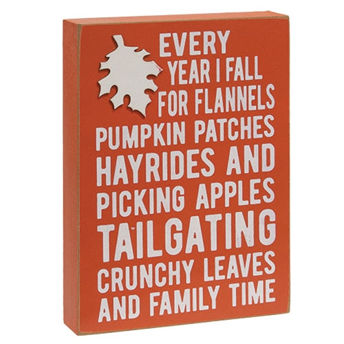 Every Year I Fall For Favorite Things 9.75" Box Sign