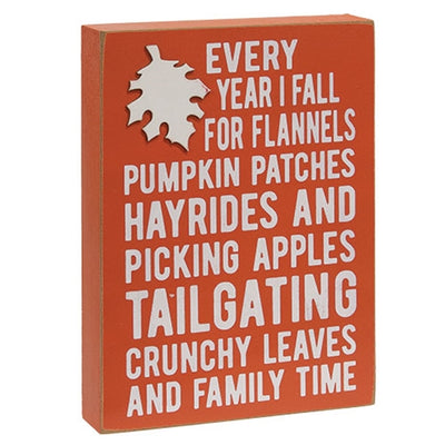 Every Year I Fall For Favorite Things 9.75" Box Sign