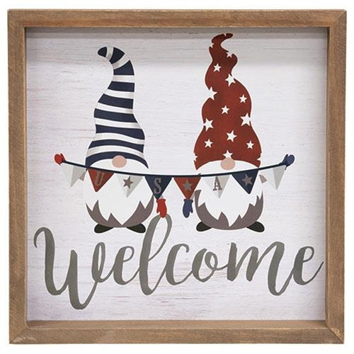 Gnome USA Welcome 10" Framed Sign