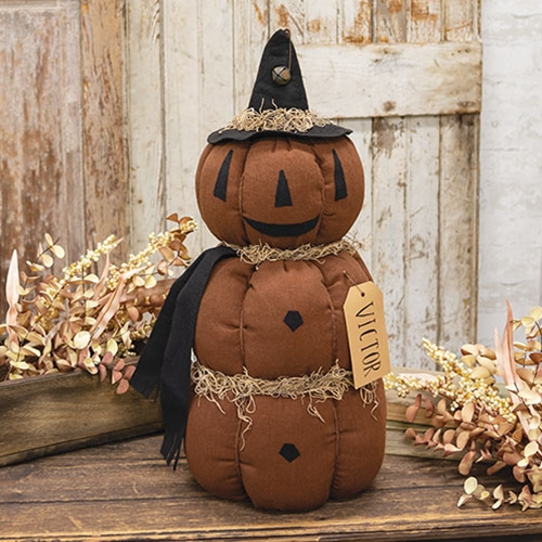 DAY 20 🎃 25 Days of SUMMERWEEN Victor Pumpkin Stack Fabric Halloween Doll with Witch Hat