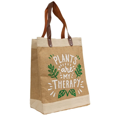 Plants Are My Therapy Jute Tote