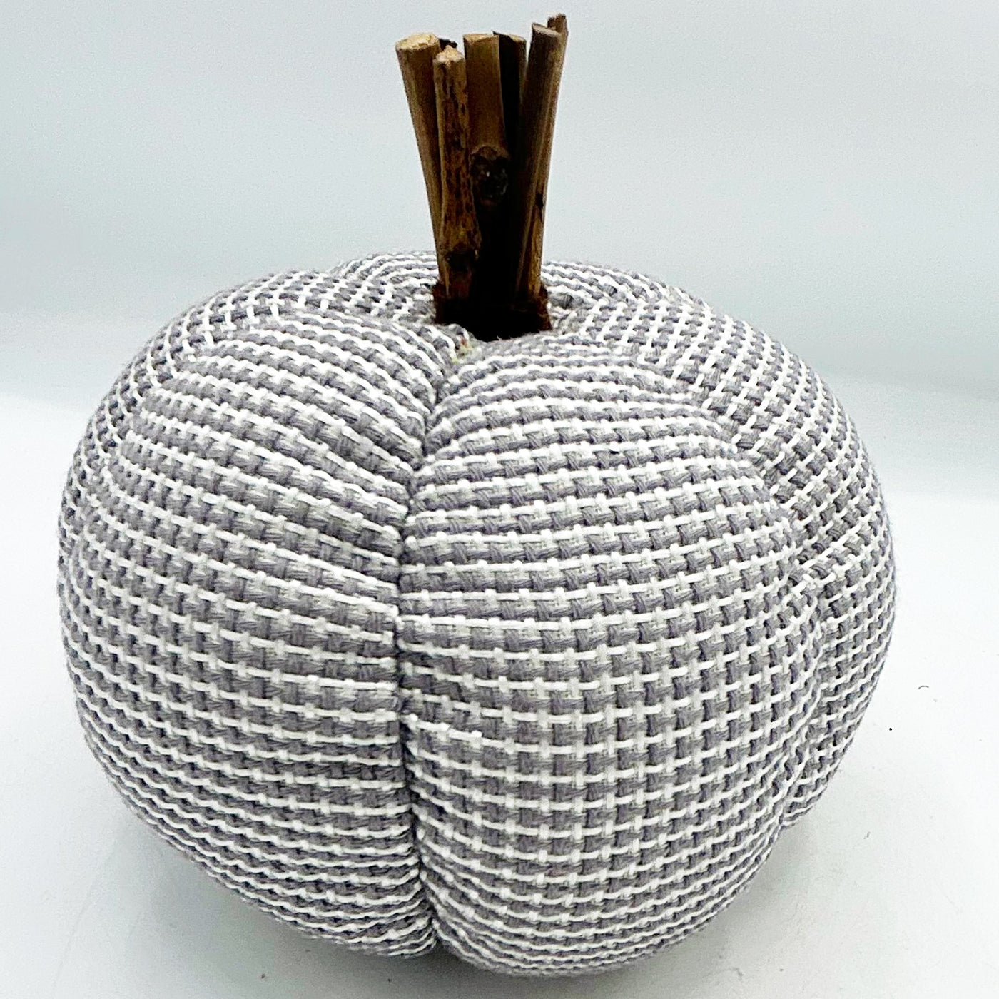 💙 Gray Fabric 6" Pumpkin with Twig Stem