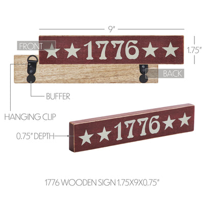 1776 Stars 9" Red Wooden Sign