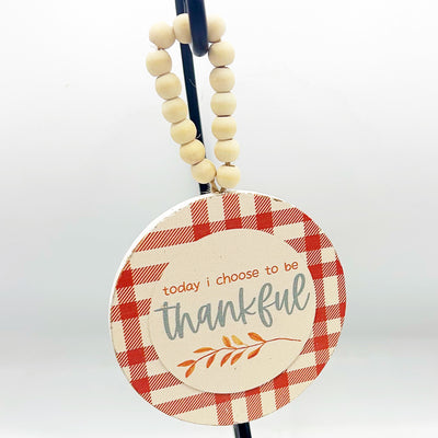 💙 Set of 2 Thankful and Gratitude Plaid Beaded Round Ornaments