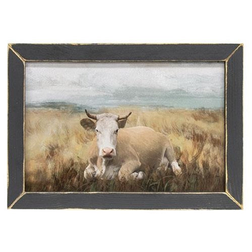 Resting Ronny Framed Cow Print 13.5" x 19.5"