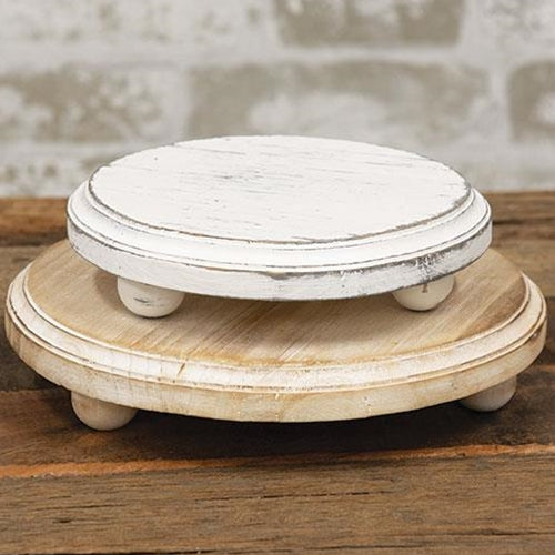 Set of 2 Distressed Whitewashed Wooden Risers