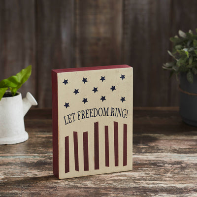 Let Freedom Ring 8" Wooden Block Sign