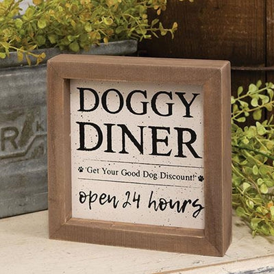 Doggie Diner Open 24 House 6" Framed Sign