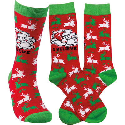 I Believe Christmas Santa Novelty Socks