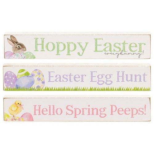 Set of 3 Happy Easter and Spring Mini Stick Signs