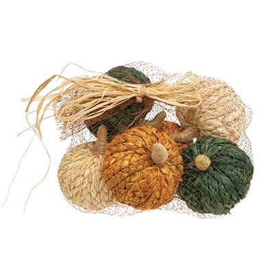 Set of 6 Braided Jute 3" Rustic Pumpkins