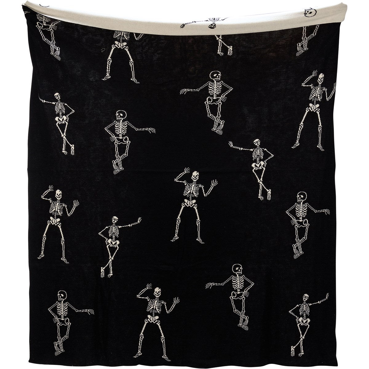 Skeletons Black and White Halloween Throw Blanket