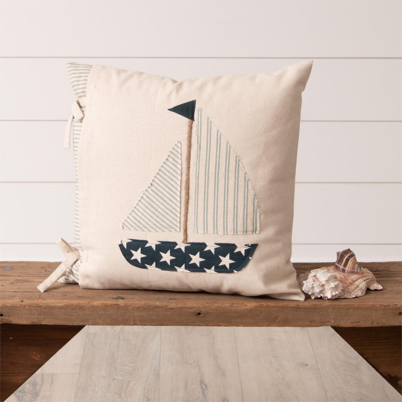 Sailboat Blue Stripes and Stars 18" Accent Pillow