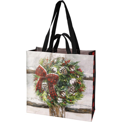 Winter Wreath Reusable Market Tote Bag