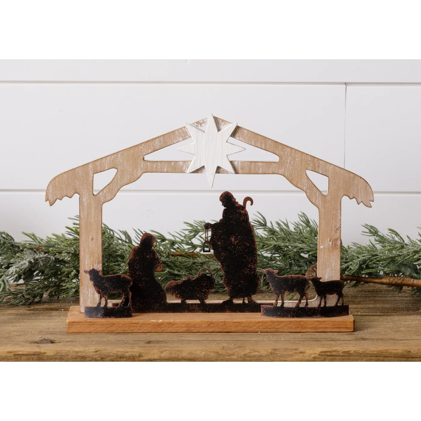 Nativity Silhouette Scene Metal And Wood