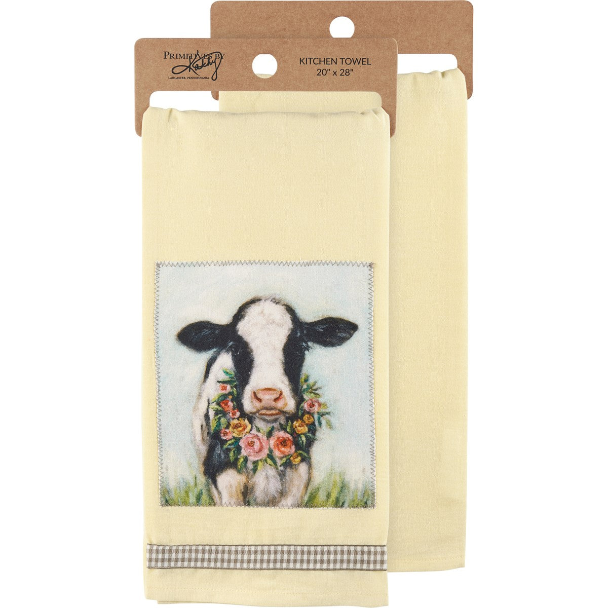💙 Floral Calf In Field Cow Kitchen Towel