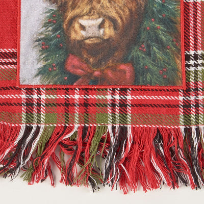 💙 Christmas Highland Cow Plaid Kitchen Towel