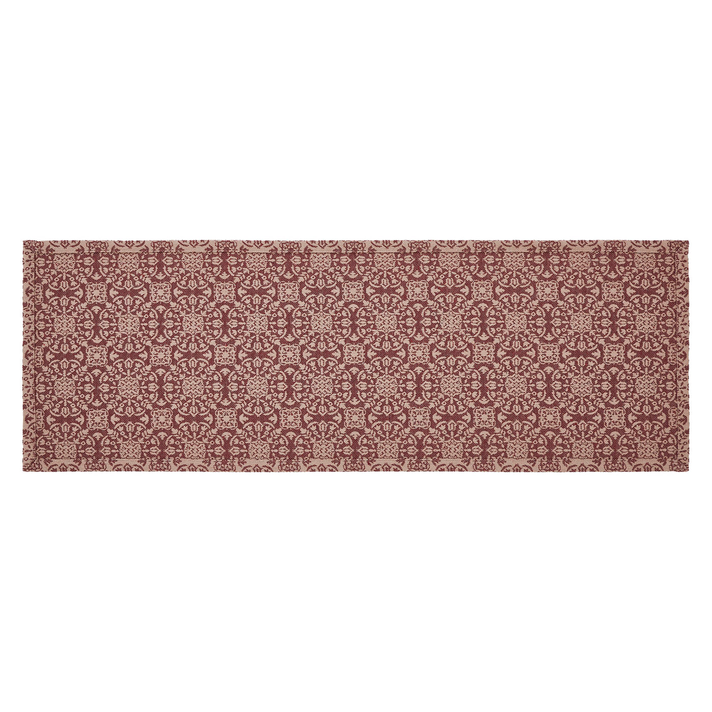 Burgundy Tan Jacquard 36" Table Runner