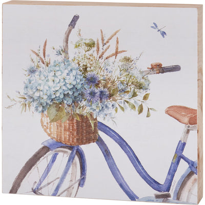 Flower Basket Bike Block 6" Summer Sign