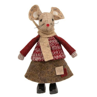 Miss Patches Mouse in Clogs & Holiday Sweater 4.5" Fabric Figure