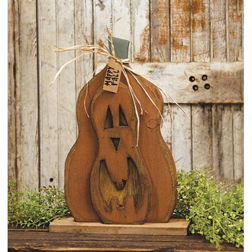 Happy Fall Jack O Lantern Rustic Layered Figure On Base