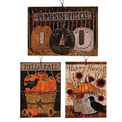 Set of 3 Primitive Pumpkin Patch Friends Ornaments