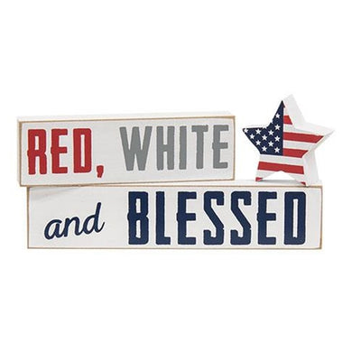Set of 3 Red, White and Blessed Mini Blocks