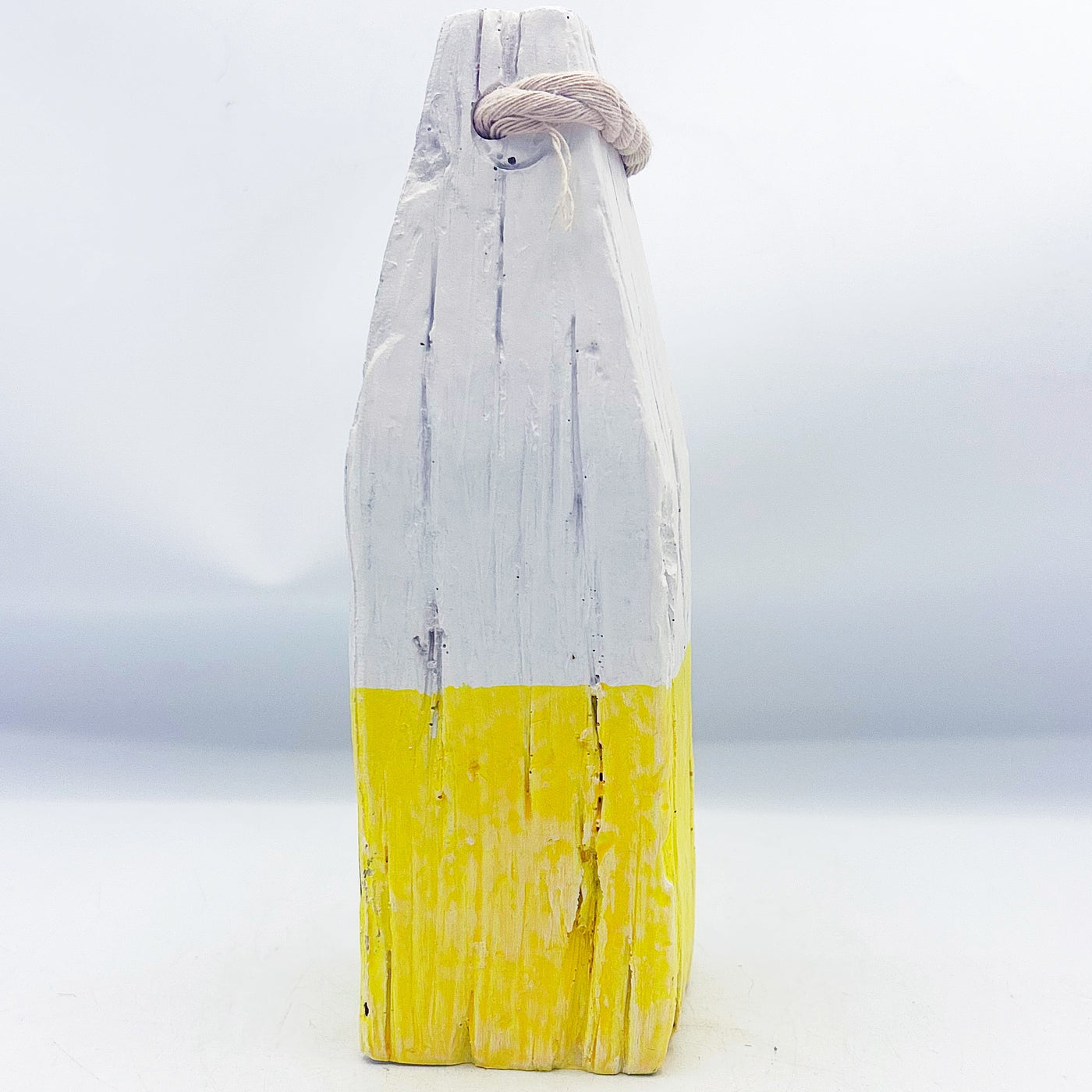 💙 White and Yellow Decorative Buoy Resin 8" H