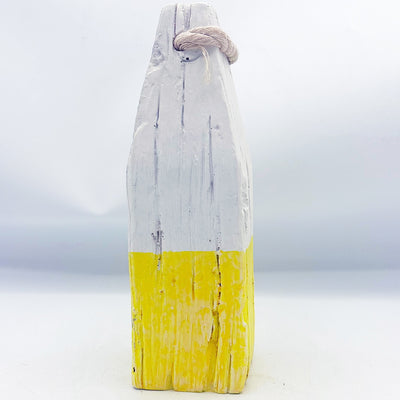 💙 White and Yellow Decorative Buoy Resin 8" H