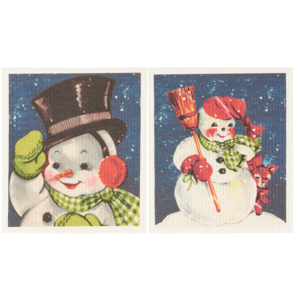 Retro Snowmen Swedish Dishcloth Set