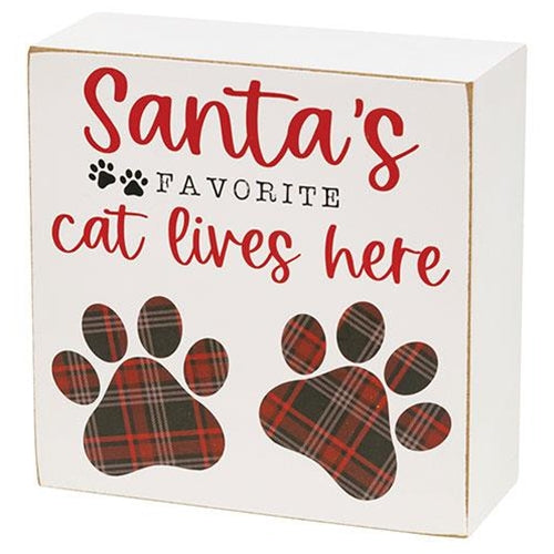 Set of 2 Santa's Favorite Cat and Cat Can't Be Trusted 5" Box Signs