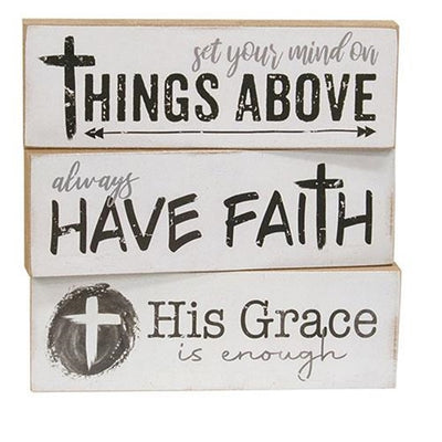 Set of 3 Have Faith Messages Mini Block Signs