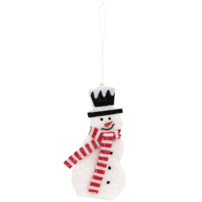 Fuzzy Glittered Snowman with Scarf 8.75" H Hanger