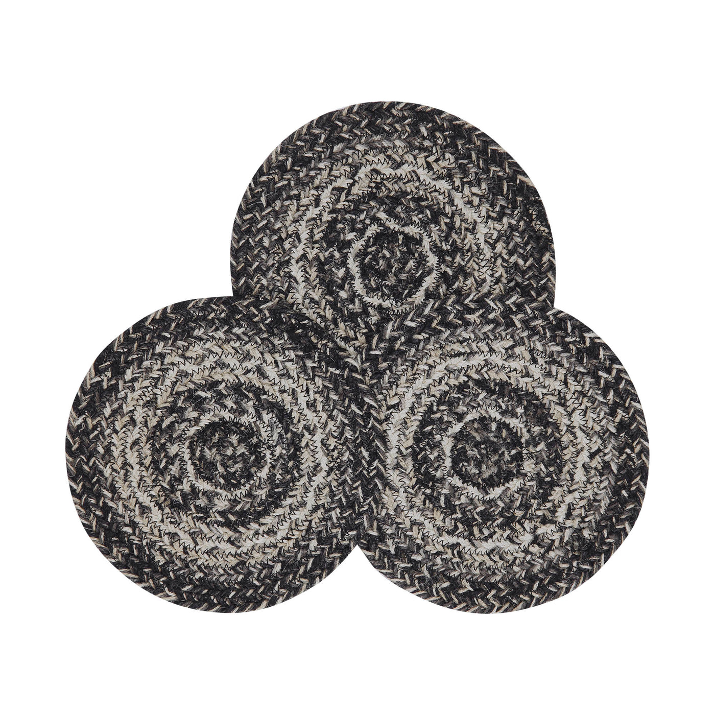 Set of 3 Sawyer Mill Black White 8" Jute Trivets