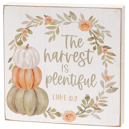 Set of 2 Fall Plentiful Blessings Watercolor Box Signs